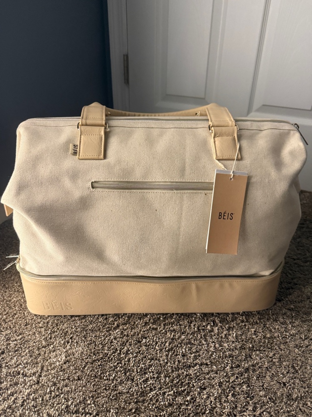 Cream & Tan Weekender Bag